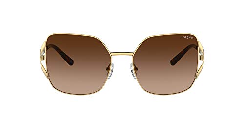 Vogue Eyewear Women's VO4189S Pillow Sunglasses, Gold/Brown Gradient, 56 mm