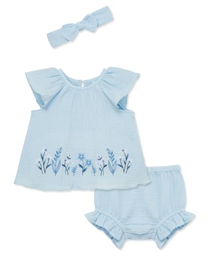 Little Me Clothes for Baby Girls' Gauze Sunsuit and Headband Set, 3-12 Months