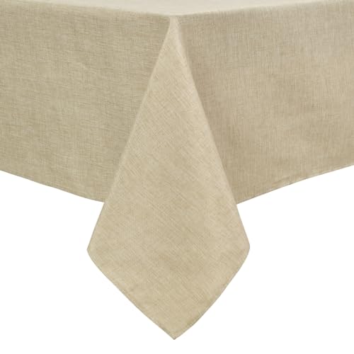 Hiasan Faux Linen Rectangle Tablecloth – Wrinkle and Stain Resistant Washable Table Cloth for Kitchen Dining Room Holiday Table Cover for Party Dinner, Beige, 54 x 80 Inch