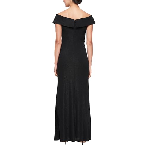 Image of Alex Evenings Women's Off The Shoulder Fit and Flare Dress-lace and Sequined Elegance for Mother of The Bride Or Groom