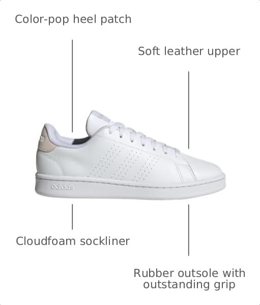 Image of adidas Womens Advantage Lace Up Sneakers Shoes Casual - White