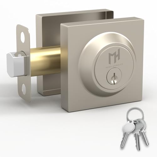 Mega Handles Robell Deadbolt Lock (1 Pack), Front Door Lock, Satin Nickel