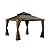 12'x12' Hardtop Gazebo, Wooden Coated Aluminum Frame Canopy with Galvanized Steel Double Roof, Outdoor Permanent Metal Pavilion with Curtains and Netting for Patio, Deck and Lawn(Wood-Looking)