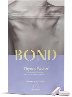 BOND Thyroid Complex, Thyroid Support Supplement for Women & Men, Selenium 200mcg, L-Tyrosine 500mg, Natural Energy & Metabolism Booster with Zinc & Rhodiola Extract, Iodine Free - 60 Capsules (2/day)