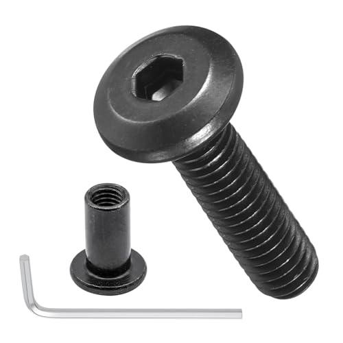 Image of METALLIXITY Crib Screws Replacement Set(M4-0.7x16mm) 40Pcs, Connector Bolts Screw Barrel Nuts Binding Screws 304 Stainless Steel, for Chair Cabinet Bed, Black