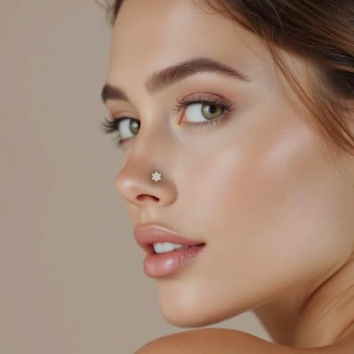 0.04 Carat Diamond Star Nose Pin Stud in 14K Gold (I1-I2 Clarity)2