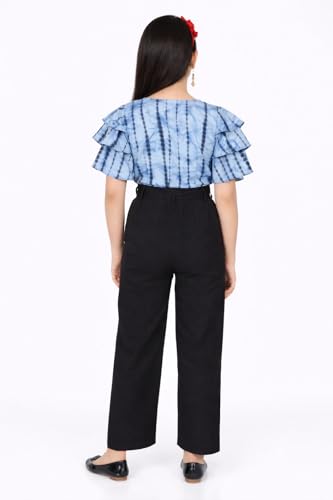 Image of Girls Flared Sleeves Printed Jumpsuit-66