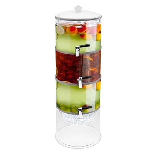 Dispensador de bebidas de 3 niveles, 4 L, cubo de refrigeración de acrílico, dispensador de limonada, apilable, con grifos, depósito de agua, dispensador de zumo para fiestas, camping Dispensador de bebidas de 3 niveles, 4 L, cubo de refrigeración de acrílico, dispensador de limonada, apilable, con grifos, depósito de agua, dispensador de zumo para fiestas, camping