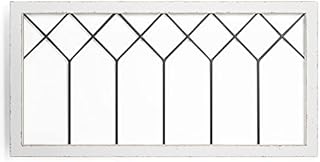 Barnyard Designs Rustic Cathedral Window Frame, Decorative Wood and Metal Window Pane Wall Art, Vintage Farmhouse French Country Home Decor, White, 99 x 50cm