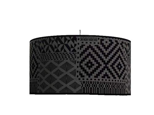 Pantalla de lámpara de techo con cilindro, lámpara de pie o lámpara de pie, tejido jacquard blanco moti geométrico pegado sobre PVC blanco Cover