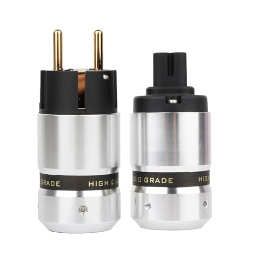 Connecteur Schuko EU plaqué or aluminium avec fiche C7 IEC type 8