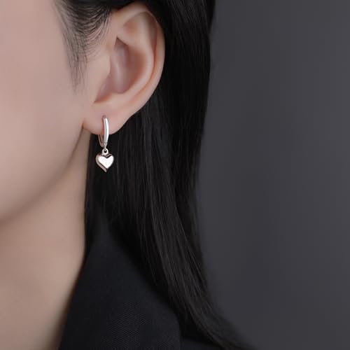 SLUYNZ Solid 925 Sterling Silver 8MM Fat Heart Hoop Earrings for Women Teens Sweet Love Hoop Earrings Huggie3