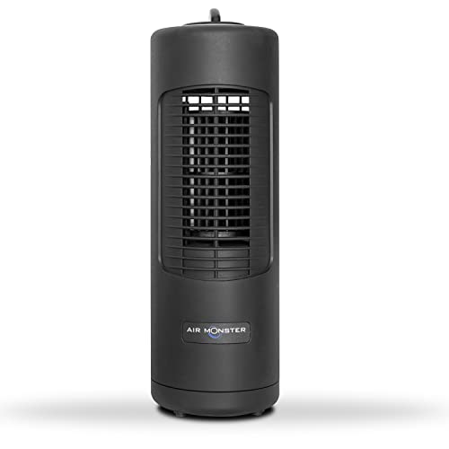 Air Monster 12 Inch Mini Tower Fan, Personal Desk Fan Oscillating, 2 Speeds, Quiet Cooling, 60° Oscillation, Personal Small Bladeless Desk Tower Fan, Black #TOP18