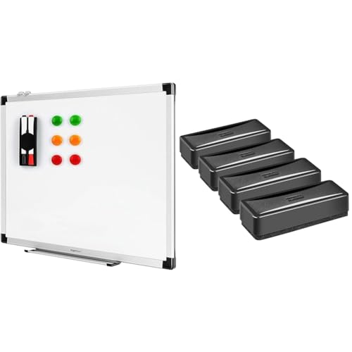 Tableau blanc magnétique Amazon Basics 60x45cm avec cadre aluminium et 4 effaceurs