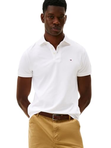 Tommy Hilfiger Men's Stretch Slim Fit Polo, Fresh White, Medium