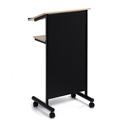image for Audio-Visual Direct Wheeled Lectern - Standing Desk with Storage Shelf