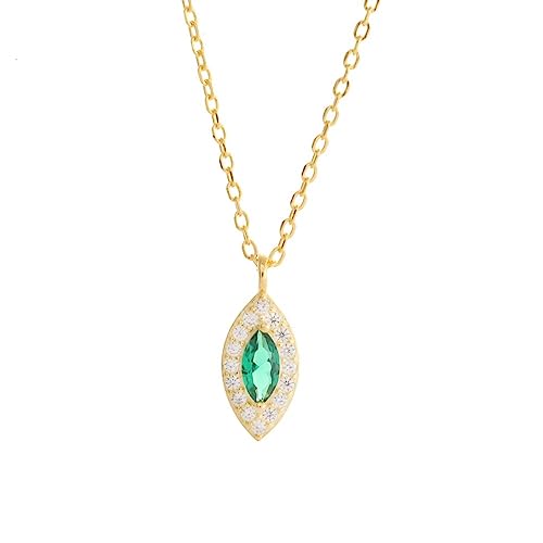 Collier mauvais œil vert en argent 925 et cristal de qualité pour mariage