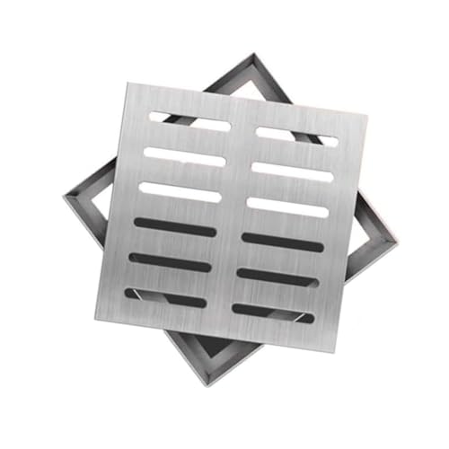 MEISO Copertura di Scarico per Esterni, in Acciaio Inossidabile 304 con Base, Kit di Copertura per Scarico, Quadrato per Scarico a Pavimento, Griglia di Scarico per Esterni (20x20x2cm)