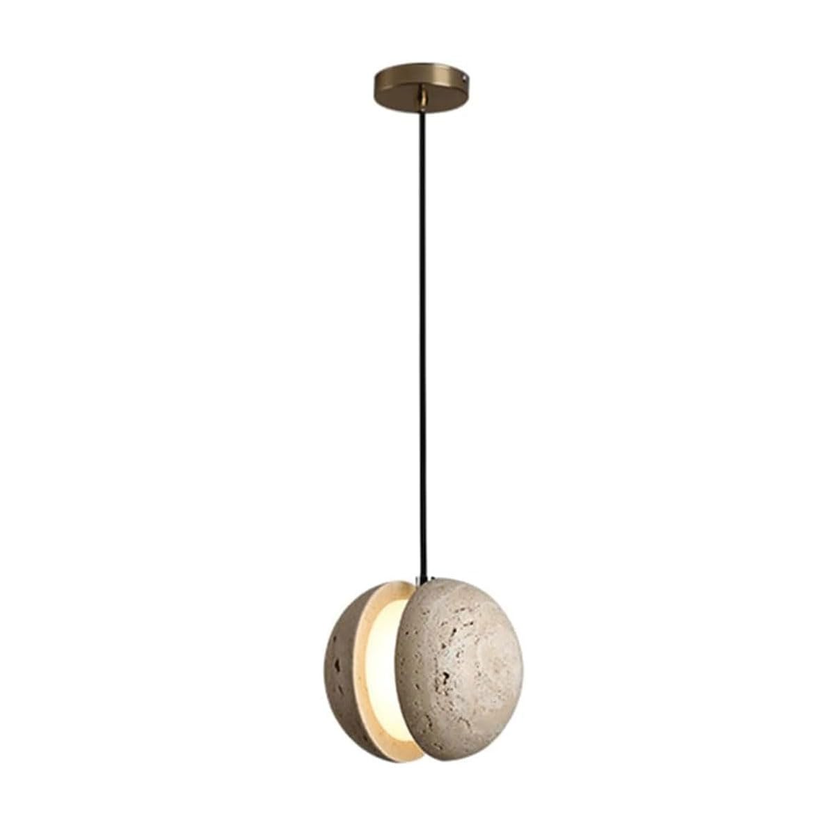 Lampe de chevet sphérique en travertin jaune pour nuit apaisante