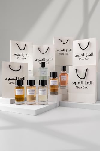 مجموعة عطور من العز للعود تتكون من نيش بلاك، ونيش جولد، ونيش ان بيزنس، وهيستوري نوت، وان ذا موود، ودريمز بالاس