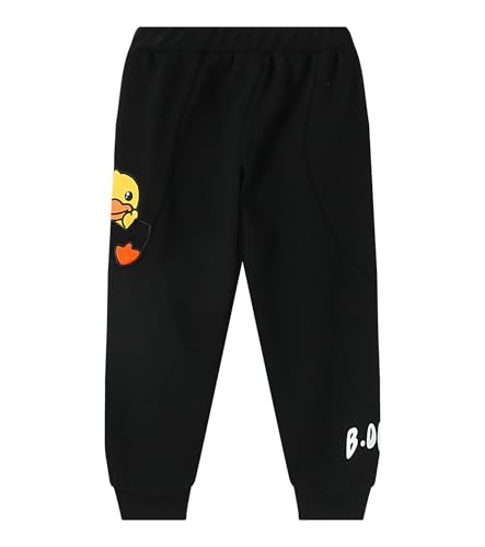 Unisex Sweatpants Yellow Duck Character Playful Athletic Workout Kids Joggers Casual Pants Elastic Waist Black