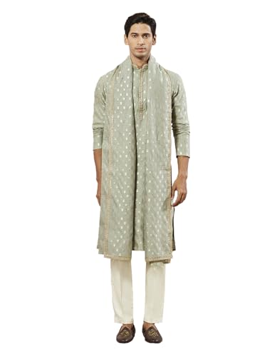 Ensemble kurta en soie verte pour célébrations et soirées habillées