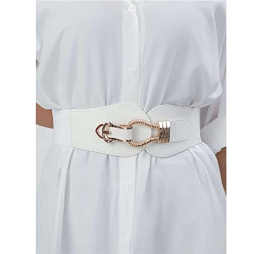 Beltox Fine Women Elastic Belt Waist Hip Stretched Wide Vintage Clothing Accessory For Lady(Stretch Range 36-49", White) #TOP4