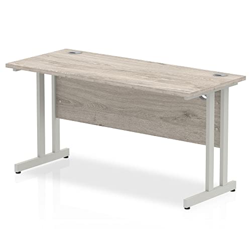 Dynamic Office Solutions Impulse 1400mm Slimline Desk Cantilever Leg Grey Oak Silver