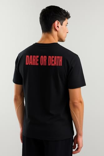 Image of Seventeen The Burstday Dare or Death Cotton T-Shirt, Regular Fit, Round Neck, Half Sleeve, Black, Unisex