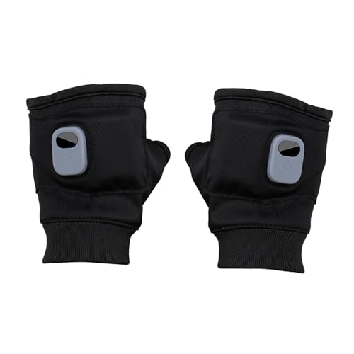 Fiocias Heated Gloves Fingerless for Women Man Portable Heating Gloves for Writing Work, Black