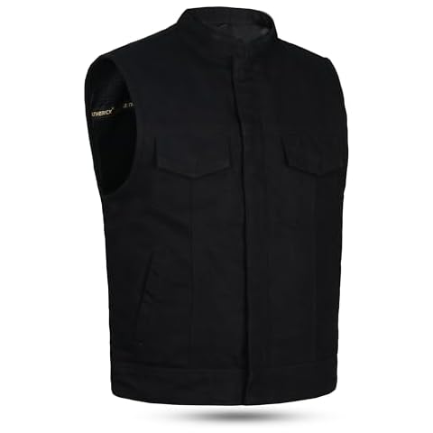 Leatherick Men's Heavy Duty Denim Biker Waistcoat Cover