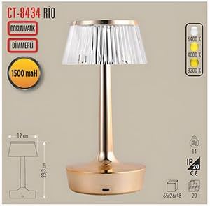 Cata Rio Şarjlı Masa Lambası CT-8434 Tek Anahtarla 3 Renk