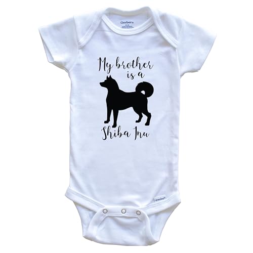 Image of My Brother is A Shiba Inu Cute Dog Baby Bodysuit - Shiba Inu One Piece Baby Bodysuit