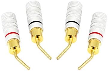 CERRXIAN Gold Plated 2mm Banana Plug Screw Type Audio Speaker Pin Plugs Cable Connector Adapter(4pcs)