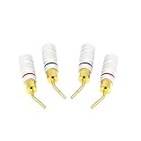 CERRXIAN Posrebrzany 2 mm Banana Plug Śrubowy Typ Głośnika Audio Wtyk Wtykowe Złącze Adaptera Kablowego (4 Sztuki)