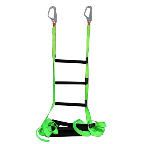 6.5 Feet Fire Escape Ladder Portable Household Ladder for 2 Story Homes Reusable Ladders for Windows Balcony Railing (Green)