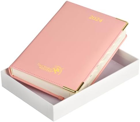 POPRUN Premium Diary 2024 Week To View (22.3 x 16.9 cm) - A5 Hardback Week Planner 24 for Appointment Packaged in a Gift Box, Monthly Tabs - Foest Green