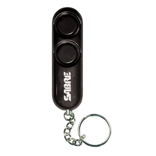 SABRE Personal Alarm With Key Ring, 120dB Alarm, Audible Up To 1,280 Feet (390 Meters), Simple Operation, Reusable, Black