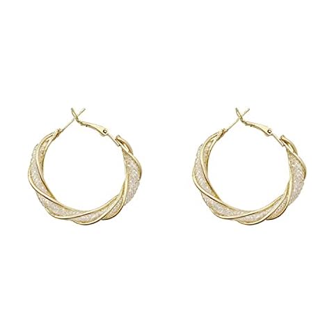 Gold Crystal Hoop Earrings 18k Gold Plated Inlaid Rhinestone Crystal Bling Hoop Earring Party Hoops Chunky Thick Gold Hoop Earrings Gift for Her Cover