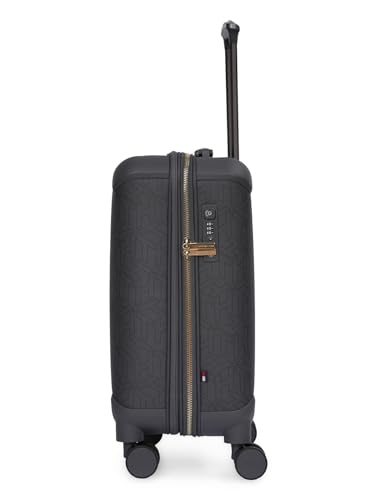 Image of Tommy Hilfiger Jazz Cabin Soft Luggage - Grey|Check-in Trolley Bag with TSA Lock | 360 Spinner Double Wheels | Telescopic Handle | Expandable | Polyester Shell Suitcase | 42L Capacity | 56cm