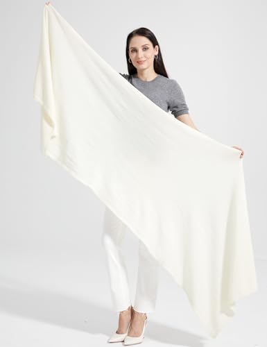 RYYOYY Soft Cashmere Blend Wrap Chic Scarf Stole for Women Wayfarer Travel Extra Large 87\"x28\" White