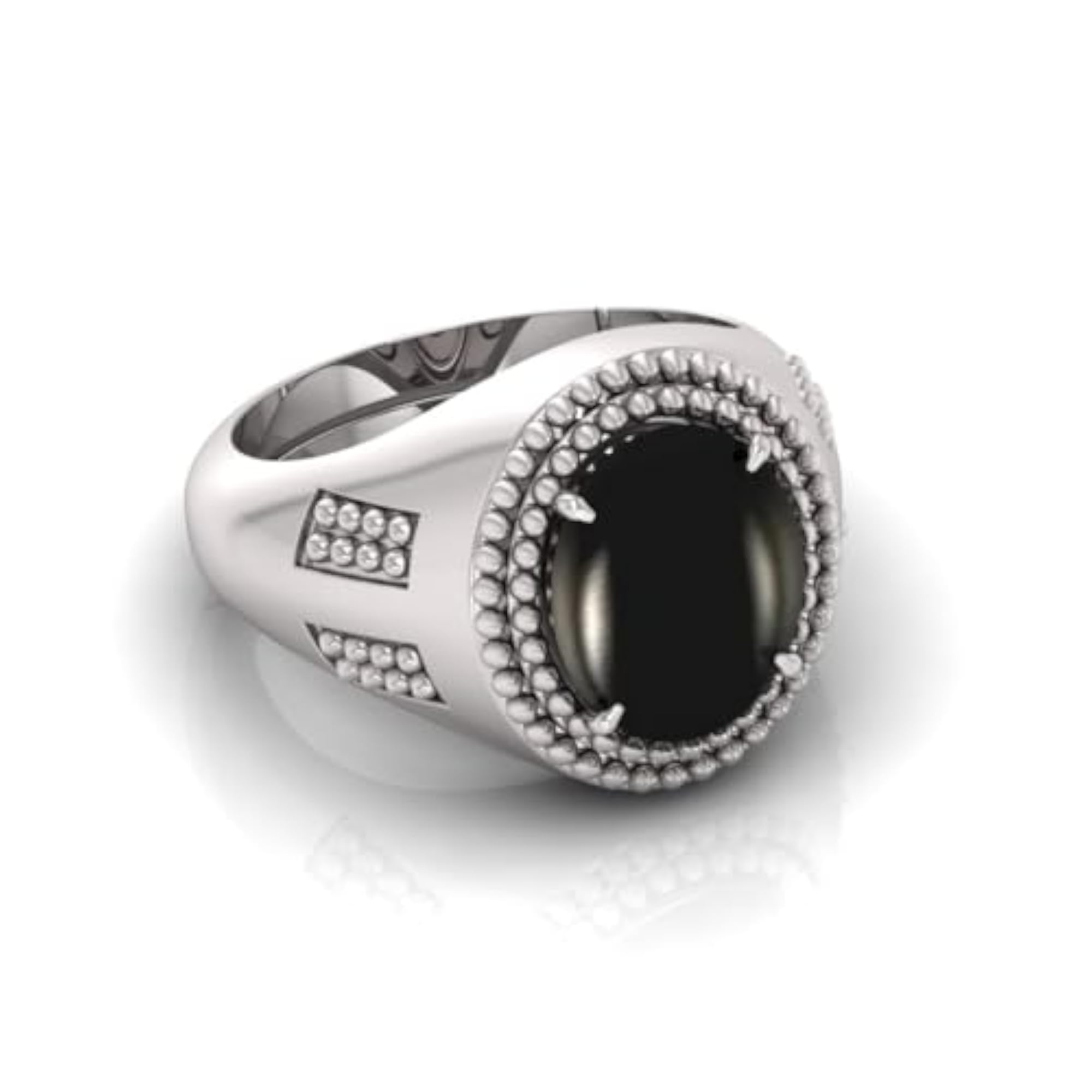 10.25 Ratti Black Hakik Agate Stone Adjustable Ring