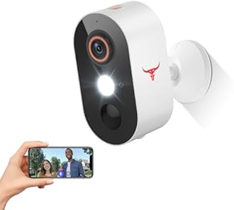 ByteBlaz Wireless Outdoor Security Camera with Spotlights, Battery Powered, AI Human Detection, 2-Way Talk, Color Night Vision, Cloud Storage, 2.4G WiFi