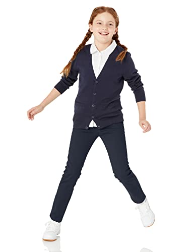 Image of Amazon Essentials Girls and Toddlers' School Uniform Straight Leg Adjustable Waist Flat-Front Chino Pants, Pack of 3