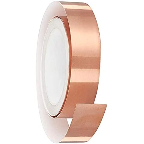 30mm*20m Copper Foil Tape Slug Snail Repellent Tape, Dual Conductive Self Adhesive Crafts,EMI Shielding,Electrical Repairs, Stained Glass Metal Tape Cover