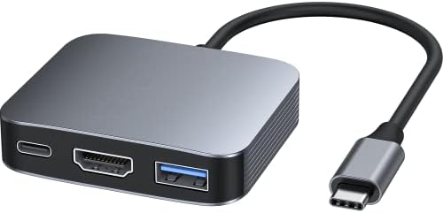 USB C to HDMI Adapter, Viagkiki 3 In 1 USB C Hub Multiport Aadapter With 4K@60Hz HDMI to USB C/ USB 3.0 Data Port/100W PD Charing Port for Mac OS, Windows, Chrome OS, etc.