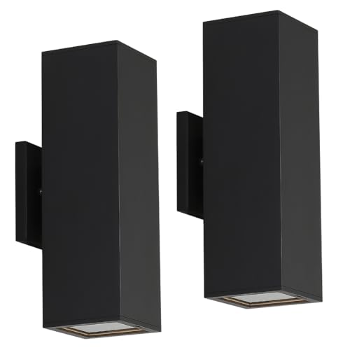 Image of Cerdeco Aluminum Modern Outdoor Wall Light, Exterior Up Down Light Fixtures Matte Black [UL Listed] (2 Pack)