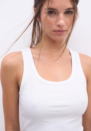 Image of Women's Heavy GSM Cotton Ribbed Tank Top | Sleeveless Athletic Crop Top | Essential Slim Fit (White)