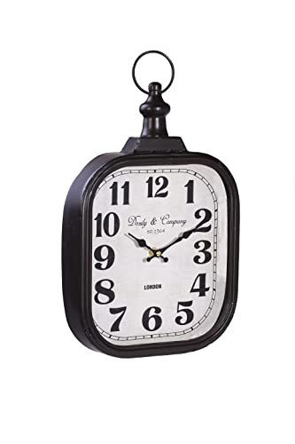 Dozily Rectangle Vintage Wall Clocks Battery Operated Silent Non-Ticking Decor Wall Clocks Dark Brown 16" H X 9.5" W #TOP1