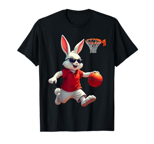 Funny Bunny Playing Basketball Easter Egg Easter Day Boys T-Shirt